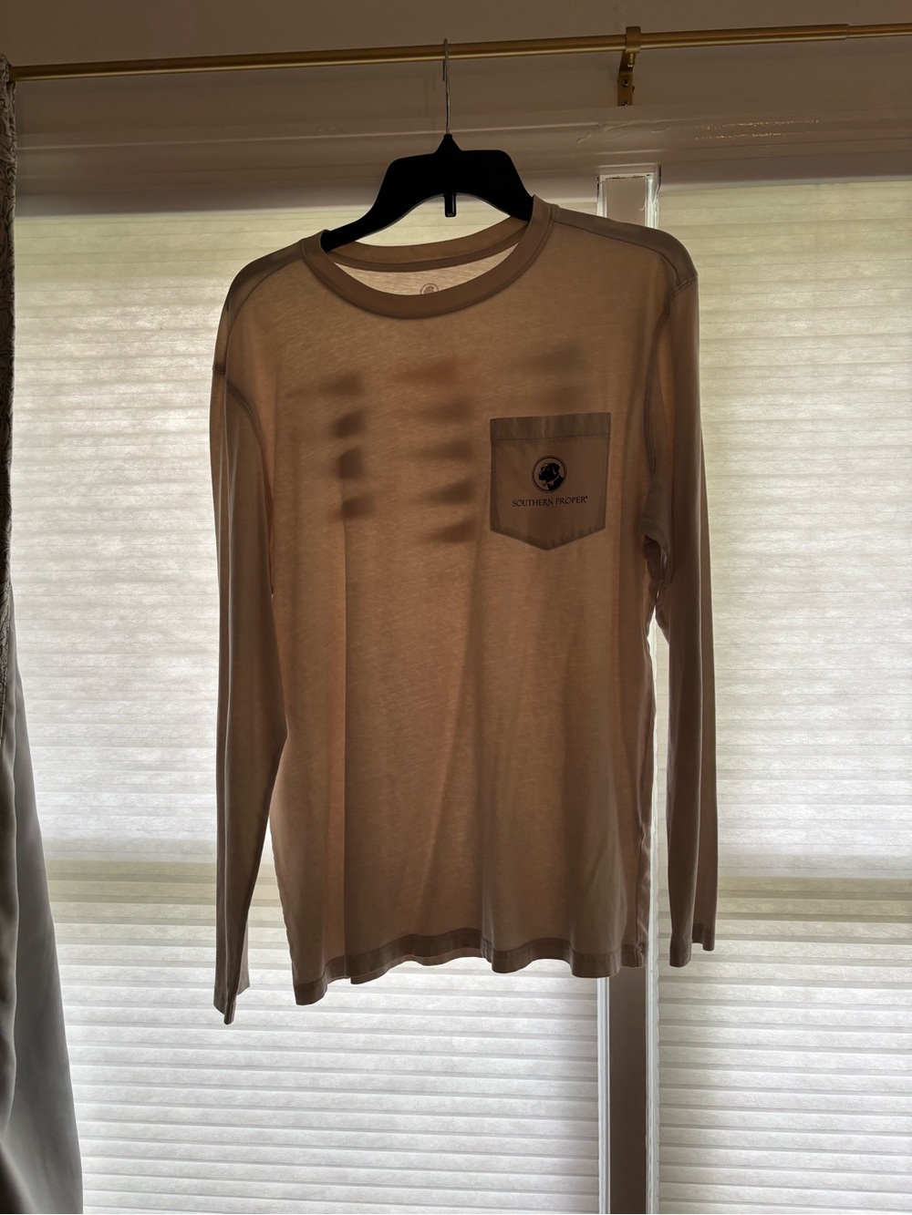 Southern Proper Long Sleeve Pocket Tee in Tan